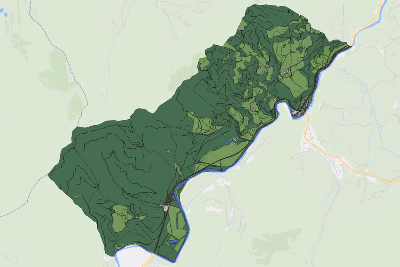 Kartenvorschau des Bodenverbrauchs der KG Thann