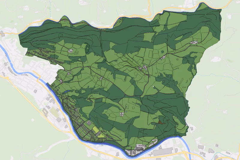 Kartenvorschau des Bodenverbrauchs der KG Zell Arzberg