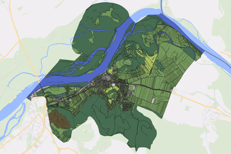 Kartenvorschau des Bodenverbrauchs der KG Hainburg an der Donau