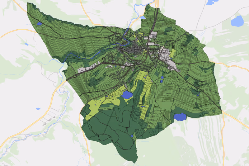 Kartenvorschau des Bodenverbrauchs der KG Weitra