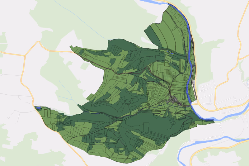 Kartenvorschau des Bodenverbrauchs der KG Oberplank