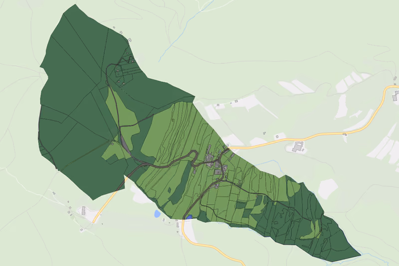 Kartenvorschau des Bodenverbrauchs der KG Oberndorf