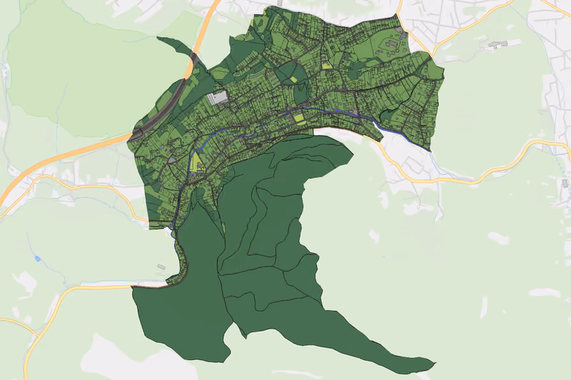 Kartenvorschau des Bodenverbrauchs der KG Hinterbrühl