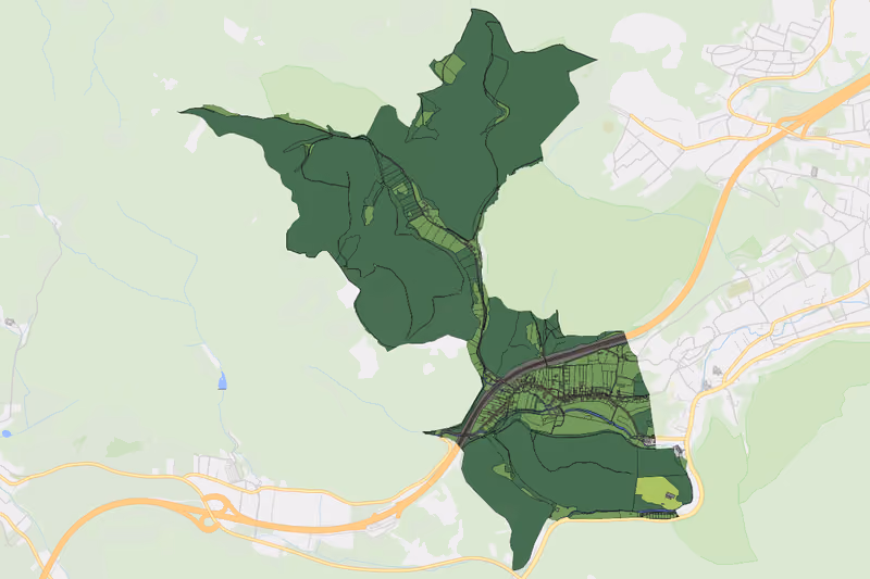 Kartenvorschau des Bodenverbrauchs der KG Weißenbach bei Mödling