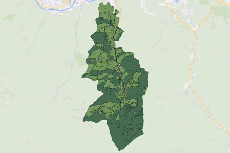 Kartenvorschau des Bodenverbrauchs der KG Pfenningbach