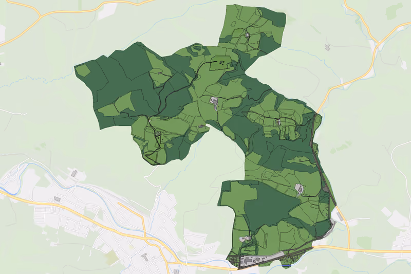 Kartenvorschau des Bodenverbrauchs der KG Vollberg