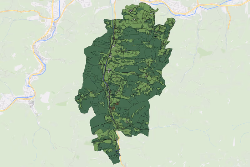 Kartenvorschau des Bodenverbrauchs der KG Außerwiesenbach