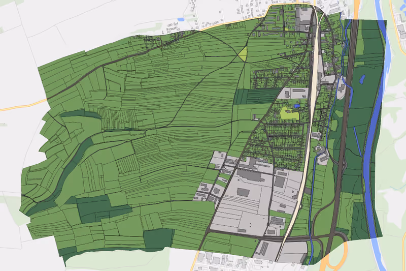 Kartenvorschau des Bodenverbrauchs der KG Oberndorf in der Ebene