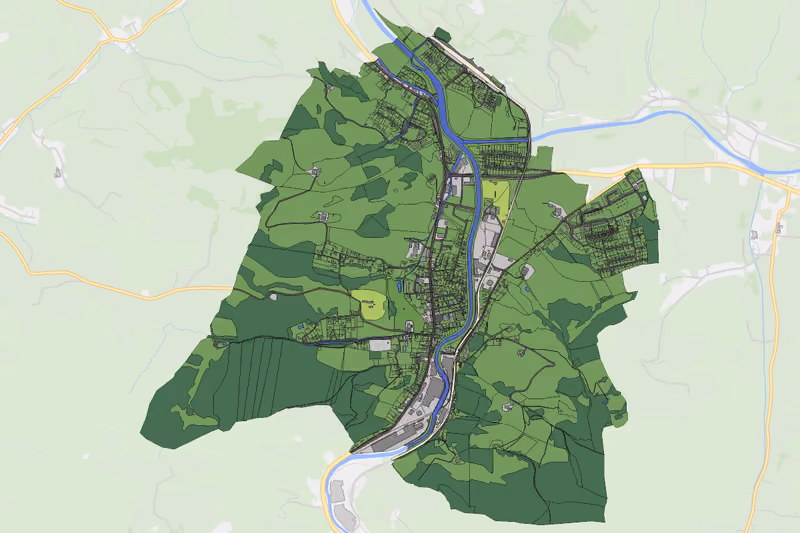 Kartenvorschau des Bodenverbrauchs der KG Traisen