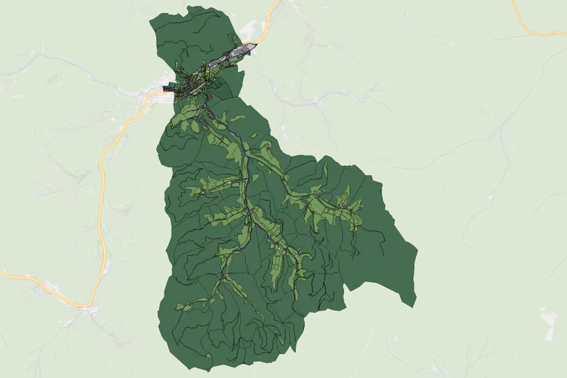 Kartenvorschau des Bodenverbrauchs der KG Weißenbachamt