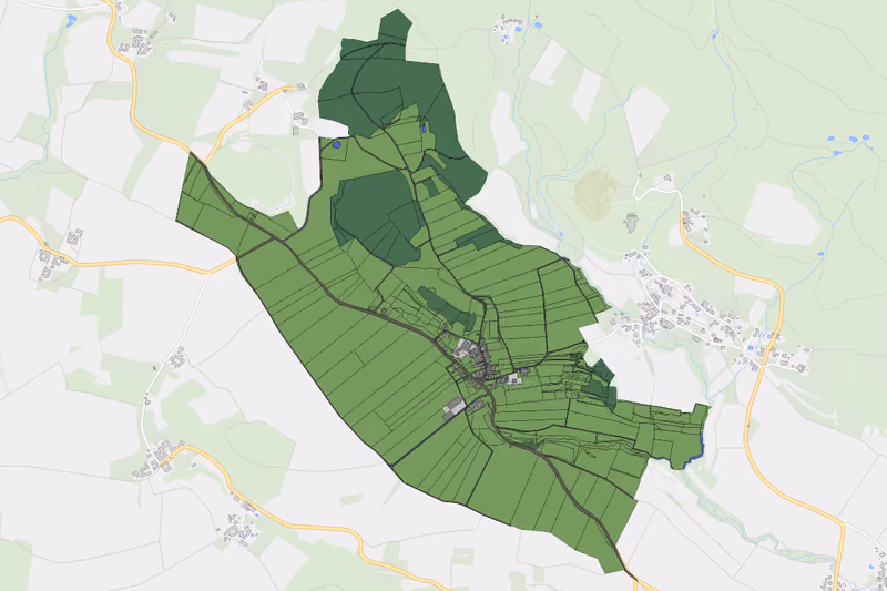 Kartenvorschau des Bodenverbrauchs der KG Korning