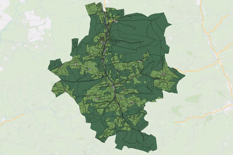 Kartenvorschau des Bodenverbrauchs der KG Wald