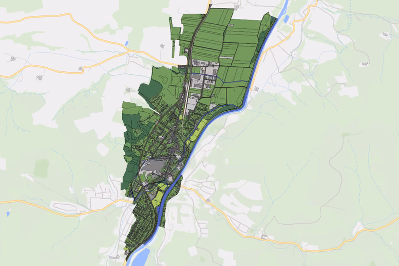Kartenvorschau des Bodenverbrauchs der KG Wilhelmsburg