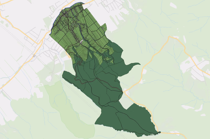 Kartenvorschau des Bodenverbrauchs der KG Katzelsdorf im Dorf