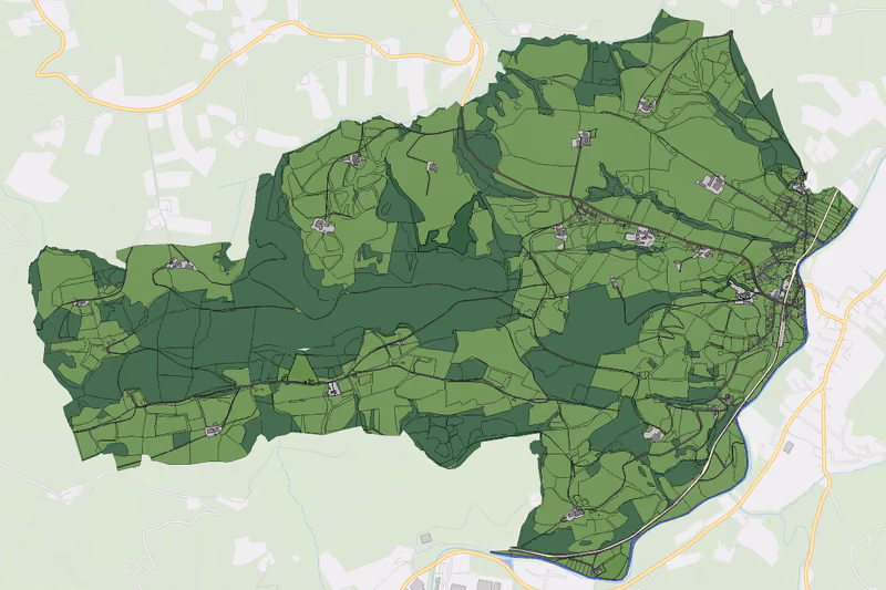 Kartenvorschau des Bodenverbrauchs der KG Reidlingberg