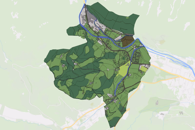 Kartenvorschau des Bodenverbrauchs der KG Hirschwang