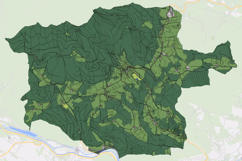 Kartenvorschau des Bodenverbrauchs der KG Prigglitz