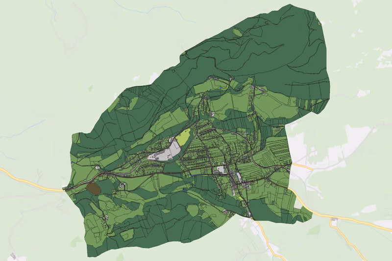 Kartenvorschau des Bodenverbrauchs der KG Grünbach am Schneeberg