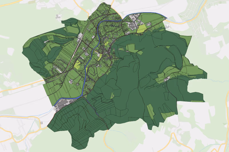 Kartenvorschau des Bodenverbrauchs der KG Pitten