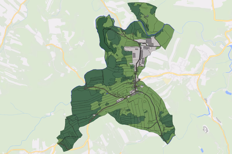 Kartenvorschau des Bodenverbrauchs der KG Grünbach