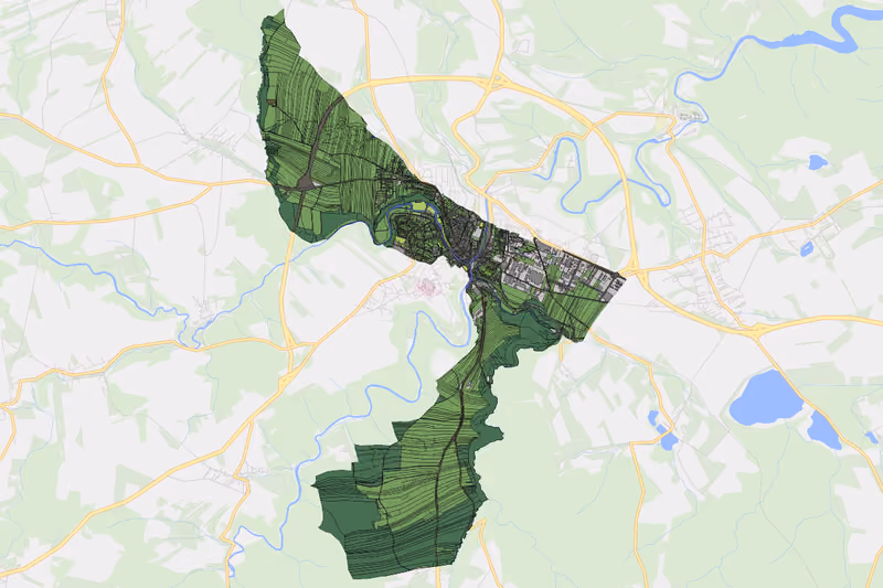 Kartenvorschau des Bodenverbrauchs der KG Zwettl Stadt