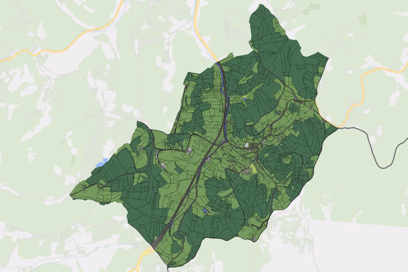 Kartenvorschau des Bodenverbrauchs der KG Tauka