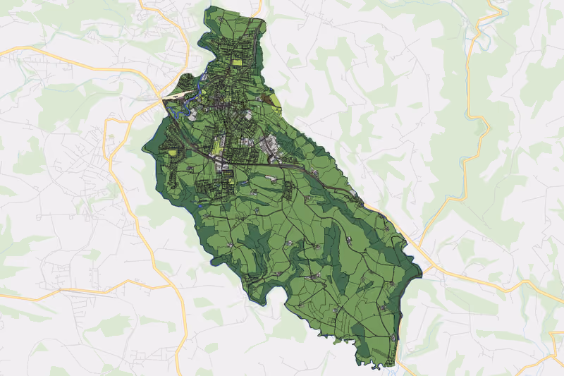 Kartenvorschau des Bodenverbrauchs der KG Pregarten