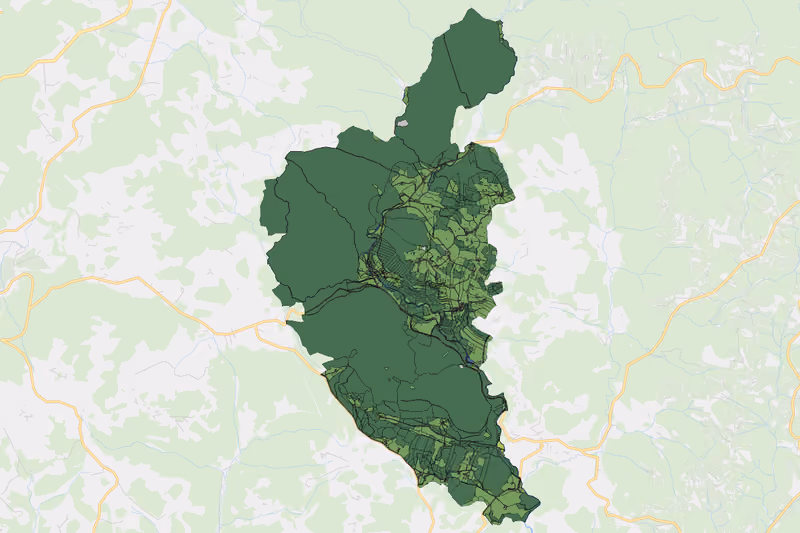 Kartenvorschau des Bodenverbrauchs der KG Harrachstal
