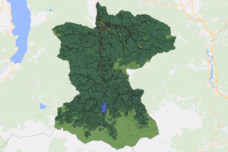 Kartenvorschau des Bodenverbrauchs der KG Grünau
