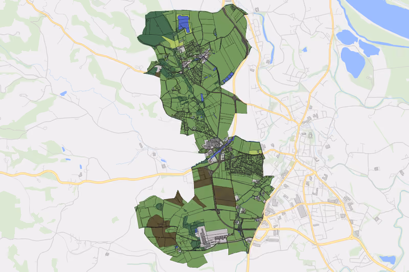 Kartenvorschau des Bodenverbrauchs der KG Hinzenbach