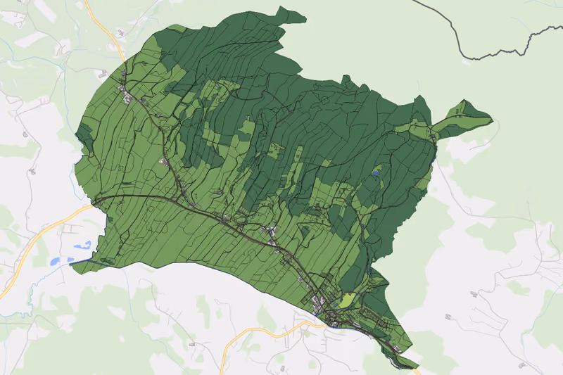 Kartenvorschau des Bodenverbrauchs der KG Oberweissenbach