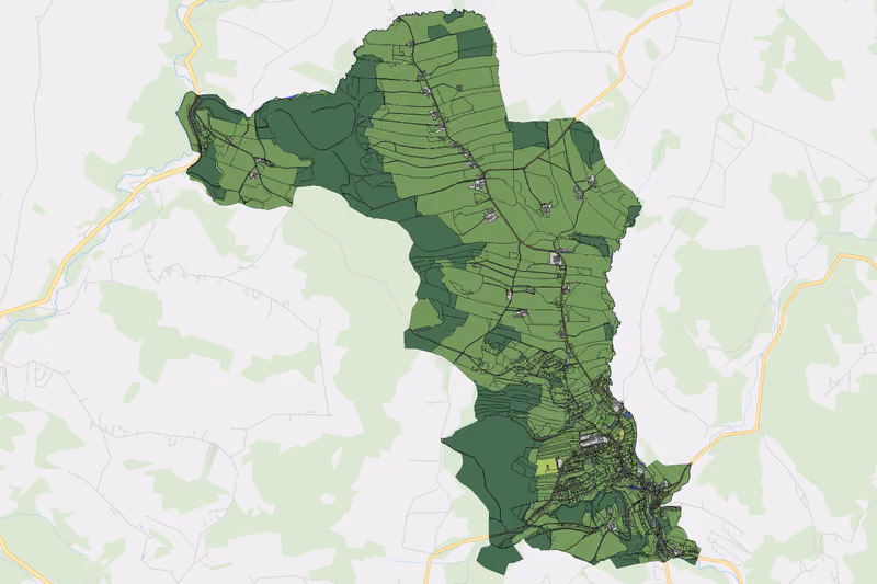 Kartenvorschau des Bodenverbrauchs der KG Reichenau im Mühlkreis