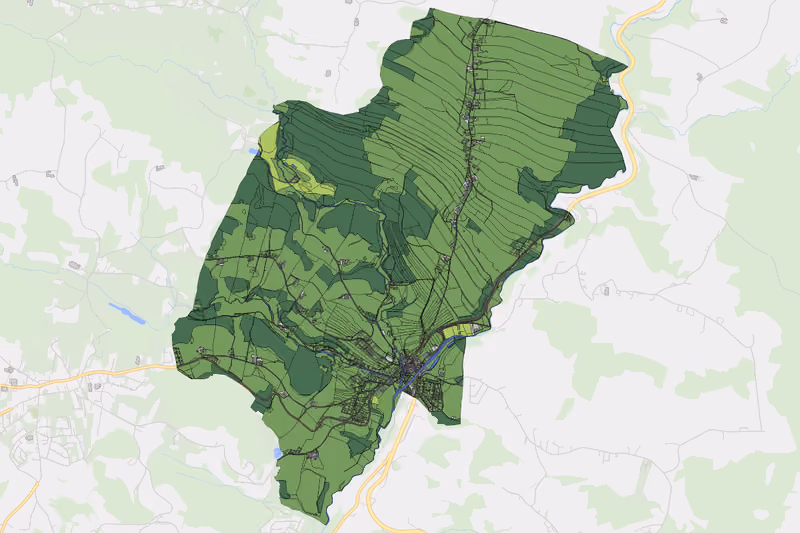 Kartenvorschau des Bodenverbrauchs der KG Zwettl