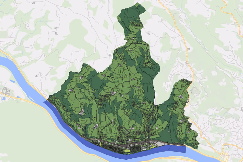 Kartenvorschau des Bodenverbrauchs der KG Puchenau