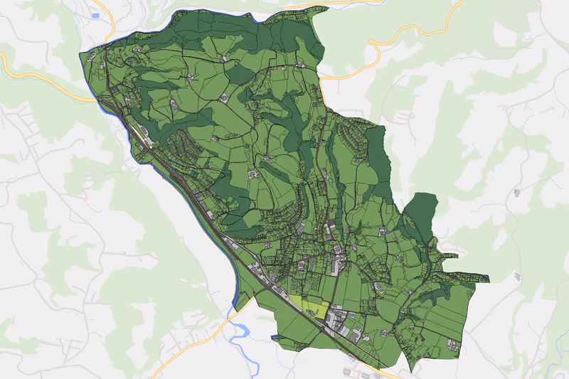 Kartenvorschau des Bodenverbrauchs der KG Walding