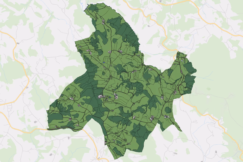 Kartenvorschau des Bodenverbrauchs der KG Petersberg