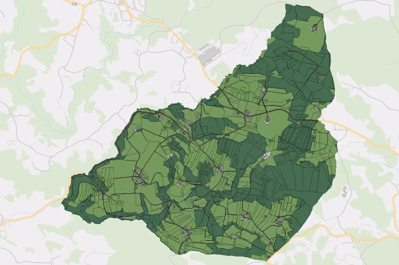 Kartenvorschau des Bodenverbrauchs der KG Entholzen