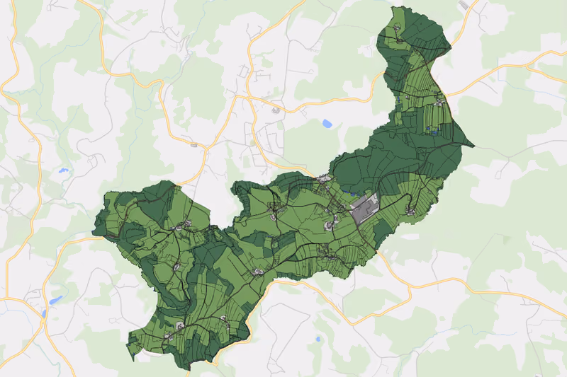 Kartenvorschau des Bodenverbrauchs der KG Glatzing