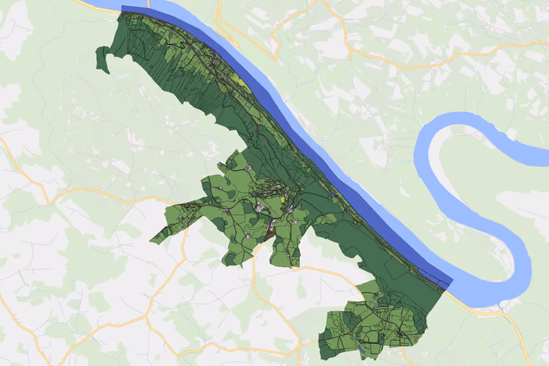 Kartenvorschau des Bodenverbrauchs der KG Wesenufer