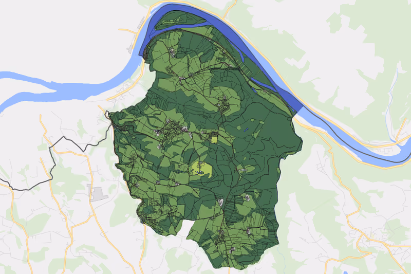 Kartenvorschau des Bodenverbrauchs der KG Hinding
