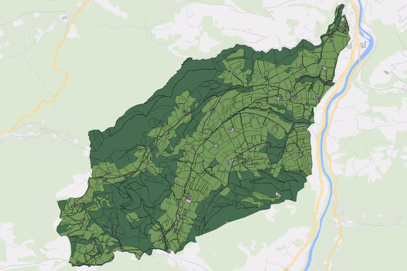 Kartenvorschau des Bodenverbrauchs der KG Pernzell