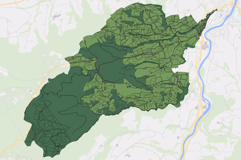 Kartenvorschau des Bodenverbrauchs der KG Wagenhub