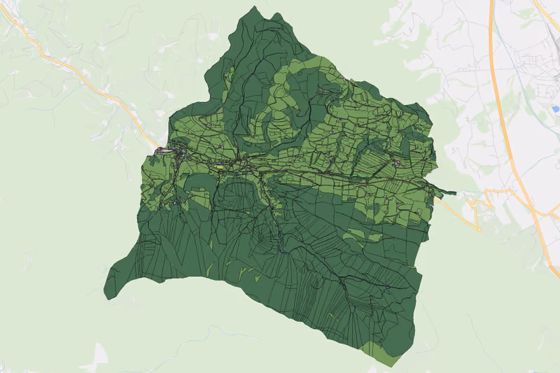 Kartenvorschau des Bodenverbrauchs der KG Oberinzersdorf