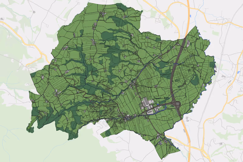 Kartenvorschau des Bodenverbrauchs der KG Unterinzersdorf