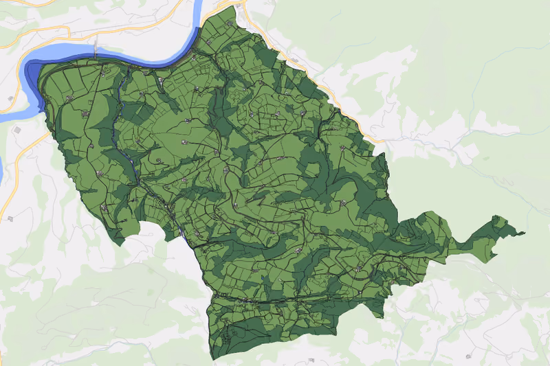 Kartenvorschau des Bodenverbrauchs der KG Mühlbach