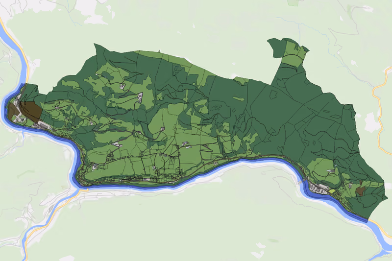 Kartenvorschau des Bodenverbrauchs der KG Arzberg