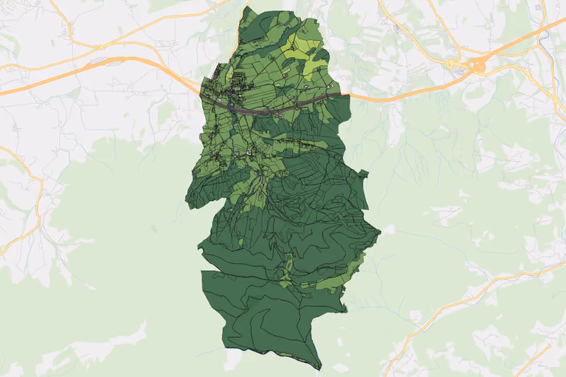 Kartenvorschau des Bodenverbrauchs der KG Aurach