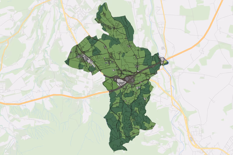 Kartenvorschau des Bodenverbrauchs der KG Oberkriech