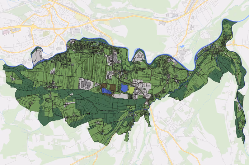 Kartenvorschau des Bodenverbrauchs der KG Unterregau