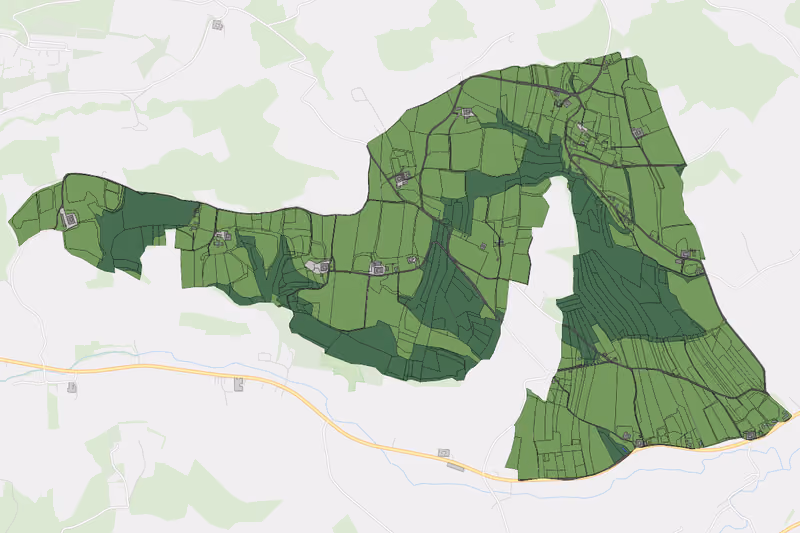 Kartenvorschau des Bodenverbrauchs der KG Oberthanbach